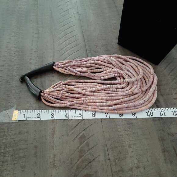 Gerda Lynggaard Monies Multistrand17 strand Muted Pink Bead Black Horn Necklace - Picture 3 of 5